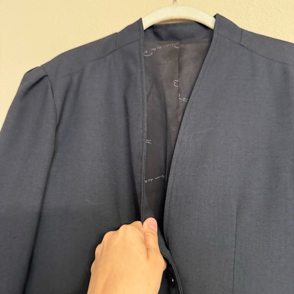 Vintage Oscar De La Renta Black Blazer Jacket Sz 13/14 Designer Business Preppy View 5